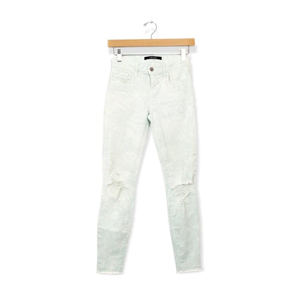 J Brand Womens Jeans Cloud Green Tie Dye Skinny Crop Jeans Size 24